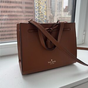 Kate Spade Brown Pebbled Leather Purse with tassel